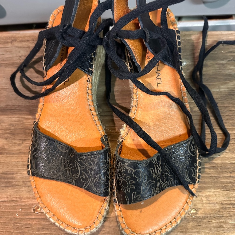 Michael Kors Black and Tan Espadrilles with Cap Toe Design